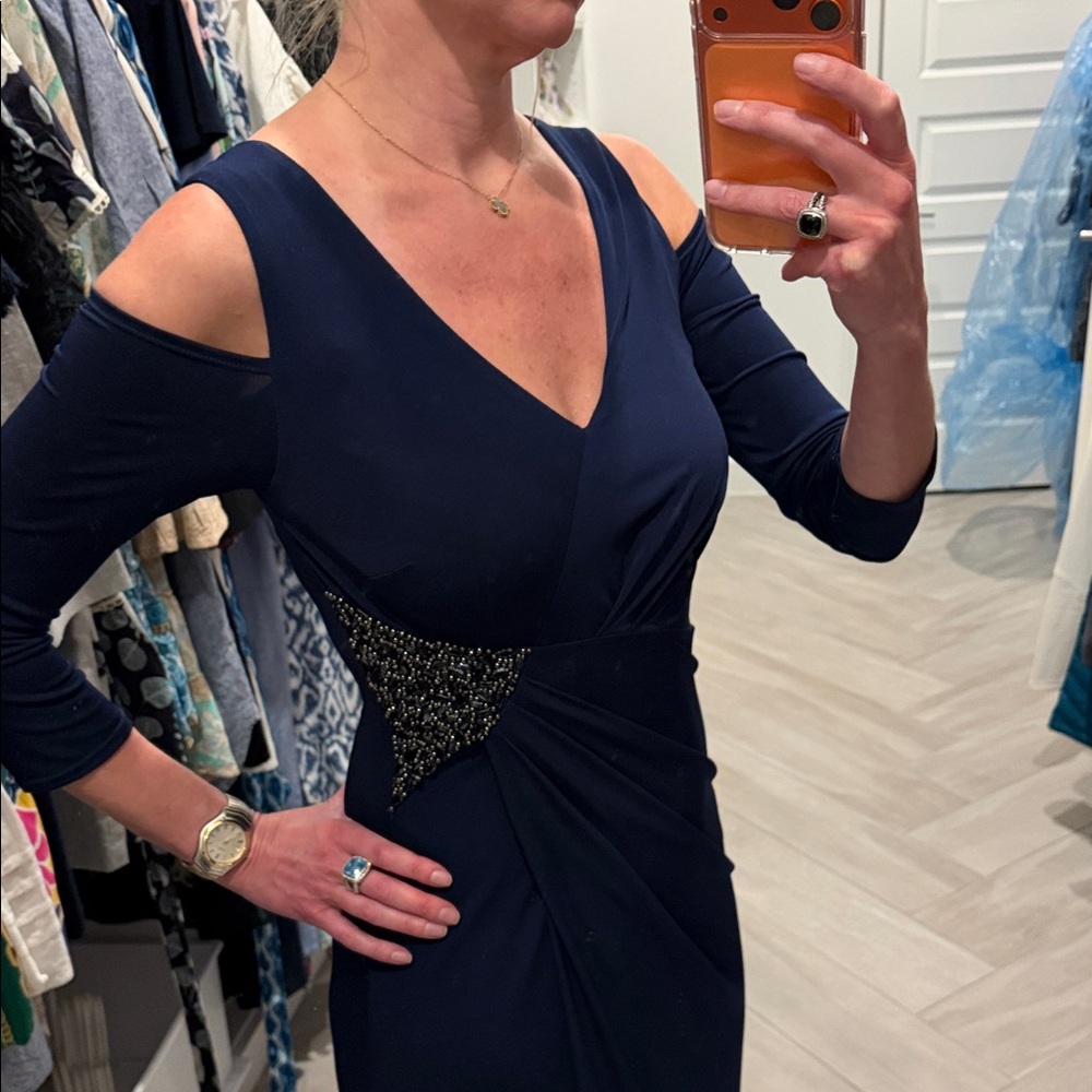 Laundry By Shelli Segal Navy Long Sleeve Dress - Picture 2 of 3